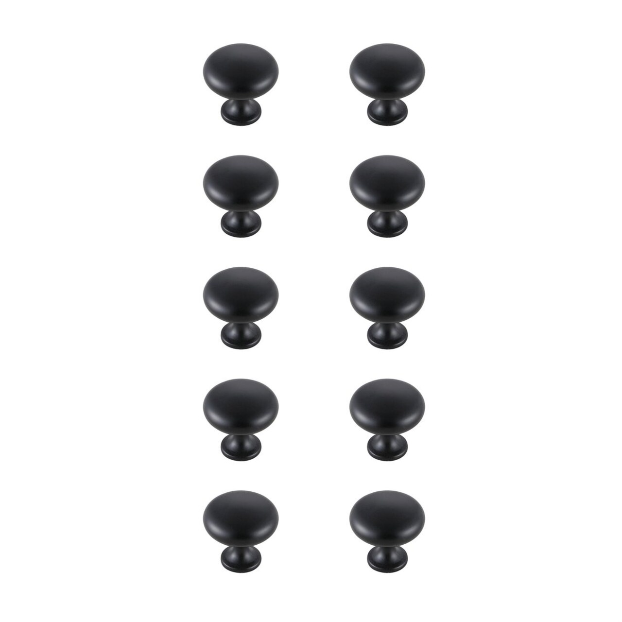 Cadon 1.2" Diameter Matte Black Mushroom Knob Multipack (Set of 10)